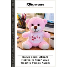 Delux Serisi Akşam Hediyelik Figür Love Tişörtlü Pembe Ayıcık