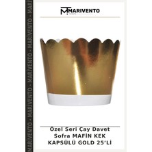 Özel Seri Çay Davet Sofra Mafin Kek Kapsülü Gold 25’li