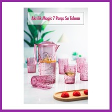 Bezos Akrilik Mürdüm Sürahi 2,3 Lt ve 6'lı & Su Meşrubat Kahve Yanı Bardağı 400 ml Seti ( Cam Değildir ) BEZ10