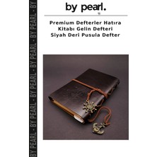 Premium Defterler Hatıra Kitabı Gelin Defteri Siyah Deri Pusula Defter