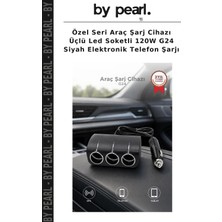 Özel Seri Araç Şarj Cihazı Üçlü LED Soketli 120W G24 Siyah Elektronik Telefon Şarjı