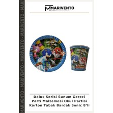 Delux Serisi Sunum Gereci Parti Malzemesi Okul Partisi Karton Tabak Bardak Sonic 8’li