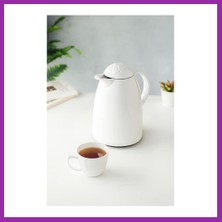 Bezos 1 Lt Isı Yalıtımlı Çay ve Soğuk Su Termosu Soft Beyaz (12 Saat Sıcak Tutar& Içi Camdır) BEZ10
