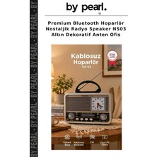 Premium Bluetooth Hoparlör Nostaljik Radyo Speaker NS03 Altın Dekoratif Anten Ofis