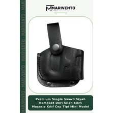 Premium Single Sword Siyah Kompakt Deri Silah Kılıfı Maşasız Kılıf Cep Tipi Mini Model