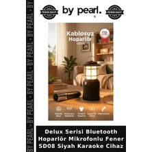 Delux Serisi Bluetooth Hoparlör Mikrofonlu Fener SD08 Siyah Karaoke Cihaz