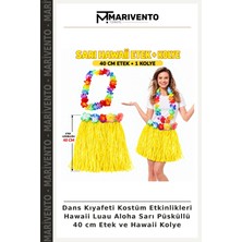 Dans Kıyafeti Kostüm Etkinlikleri Hawaii Luau Aloha Sarı Püsküllü 40 cm Etek ve Hawaii Kolye