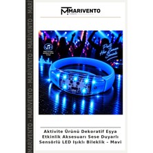 Aktivite Ürünü Dekoratif Eşya Etkinlik Aksesuarı Sese Duyarlı Sensörlü LED Işıklı Bileklik – Mavi