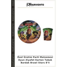 Özel Üretim Parti Malzemesi Oyun Ziyafet Karton Tabak Bardak Brawl Stars 8’li