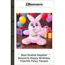 Özel Üretim Popüler Alışveriş Happy Birthday Tişörtlü Peluş Tavşan