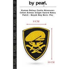 Kumaş Detayı Çanta Aksesuarı Ceket Arması Single Sword Nakış Patch - Büyük Boy Bere- Peç