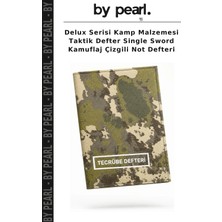 Delux Serisi Kamp Malzemesi Taktik Defter Single Sword Kamuflaj Çizgili Not Defteri