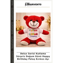 Delux Serisi Kutlama Sürpriz Doğum Günü Happy Birthday Peluş Kırmızı Ayı