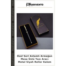 Özel Seri Anlamlı Armağan Masa Üstü Yazı Aracı Metal Siyah Roller Kalem
