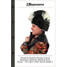 Premium Kostüm Parçası Çocuk Aksesuarı Mohican Mohawk Punk Peruk - 70 Li 80 Li Yıllar Peruk Model 5