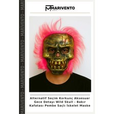 Alternatif Seçim Korkunç Aksesuar Gece Detayı Wild Skull - Bakır Kafatası Pembe Saçlı Iskelet Maske