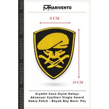 Kıyafet Süsü Giyim Detayı Aksesuar Çeşitleri Single Sword Nakış Patch - Büyük Boy Bere- Peç