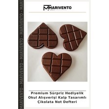 Premium Sürpriz Hediyelik Okul Alışverişi Kalp Tasarımlı Çikolata Not Defteri