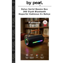 Delux Serisi Booms Box 360 Siyah Bluetooth Hoparlör Kablosuz Ev Bahçe