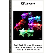 Özel Seri Eğlence Aksesuarı Işıklı Yıldız Şekilli LED Parti Gözlüğü 5 Renk 6’lı Set