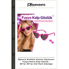 Eğlence Kombini Konser Aksesuarı Fuşya Retro Kalp Gözlük – 80’ler 90’lar Stil Parti Gözlüğü