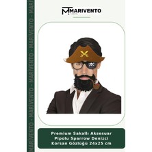 Premium Sakallı Aksesuar Pipolu Sparrow Denizci Korsan Gözlüğü 24X25 cm