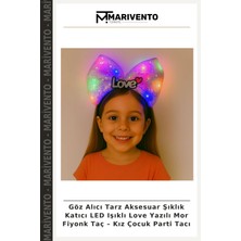 Göz Alıcı Tarz Aksesuar Şıklık Katıcı LED Işıklı Love Yazılı Mor Fiyonk Taç – Kız Çocuk Parti Tacı