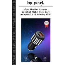 Özel Üretim Ulaşım Seyahat Mobil Hızlı Şarj Adaptörü C16 Gümüş 45W