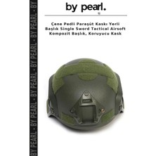 Çene Pedli Paraşüt Kaskı Yerli Başlık Single Sword Tactical Airsoft Kompozit Başlık, Koruyucu Kask