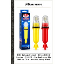 Pilli Balıkçı Feneri - Sinyalli LED Lamba - 15 LED - Su Geçirmez Dis Mekan Olta Lambası Kamp Aleti