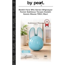 Renkli Fare Ofis Gereci Bilgisayar Faresi Kablosuz Tavşan Kulaklı Sessiz Mouse TM21 Mavi