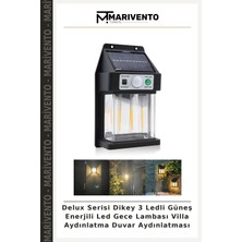 Delux Serisi Dikey 3 Ledli Güneş Enerjili LED Gece Lambası Villa Aydınlatma Duvar Aydınlatması