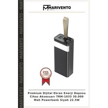 Premium Dijital Ekran Enerji Deposu Cihaz Aksesuarı TRM-1033 30.000 Mah Powerbank Siyah 22.5W