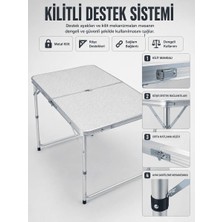 Ersert Ers 4 Kişilik Katlanabilir Kamp Masası Seti 4 Tabureli 50-65 cm Ayarlanabilir Yükseklik