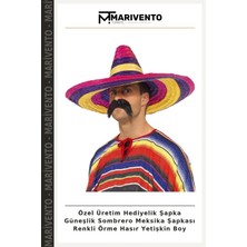 Özel Üretim Hediyelik Şapka Güneşlik Sombrero Meksika Şapkası Renkli Örme Hasır Yetişkin Boy