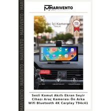 Sesli Komut Akıllı Ekran Seyir Cihazı Araç Kamerası Ön Arka Wifi Bluetooth 4K Carplay T94C41