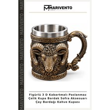 Figürlü 3 D Kabartmalı Paslanmaz Çelik Kupa Bardak Sofra Aksesuarı Çay Bardağı Kahve Kupası