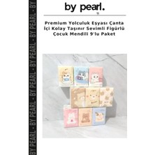 Premium Yolculuk Eşyası Çanta Içi Kolay Taşınır Sevimli Figürlü Çocuk Mendili 9'lu Paket