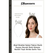Özel Üretim Salon Takısı Parti Eşyası Duvak Üstü Gümüş Renkli Taşlı Bride Gelin Tacı