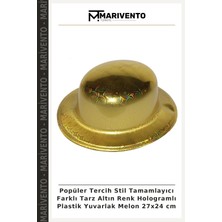 Popüler Tercih Stil Tamamlayıcı Farklı Tarz Altın Renk Hologramlı Plastik Yuvarlak Melon 27X24 cm