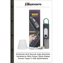 Premium Acil Durum Işığı Karanlık Yardımcısı Mini Fener Şarjlı Kamp Feneri Type-C LED Aydınlatma