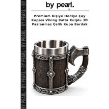 Premium Kişiye Hediye Çay Kupası Viking Balta Kulplu 3D Paslanmaz Çelik Kupa Bardak