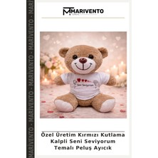 Özel Üretim Kırmızı Kutlama Kalpli Seni Seviyorum Temalı Peluş Ayıcık