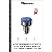 Delux Serisi Mobil Parça Modern Gereç Pratik Aparat Hızlı Araç Şarj Cihazı USB Type-C 66W G19