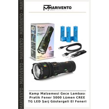 Kamp Malzemesi Gece Lambası Pratik Fener 5000 Lümen Cree Tg LED Şarj Göstergeli El Feneri