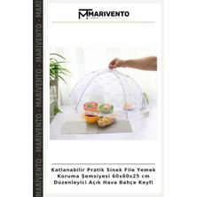 Katlanabilir Pratik Sinek File Yemek Koruma Şemsiyesi 60X60X25 cm Düzenleyici Açık Hava Bahçe Keyfi