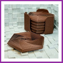 Bezos 3D Baskı Super Fidget Coaster Seti - Altıgen Desenli Bardak Altlığı ve Tutucu-Kahverengi BEZ10
