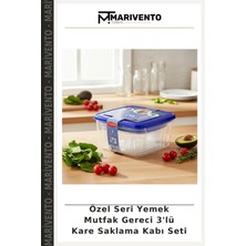Özel Seri Yemek Mutfak Gereci 3'lü Kare Saklama Kabı Seti
