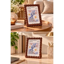 Atbyhome Akasya Ahşap Boncuk Çerçeve 15X20 cm - Top Boncuklu Masa Üstü Fotoğraf Çerçevesi ve Sanat Tablosu