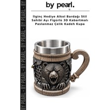 Ilginç Hediye Alkol Bardağı Stil Sahibi Ayı Figürlü 3D Kabartmalı Paslanmaz Çelik Kadeh Kupa
